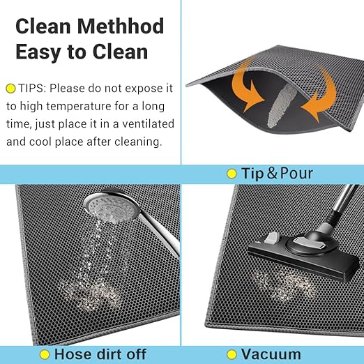 foam Cat Litter Mat Double Layer Waterproof Urine Proof Trapping Mat grey 61*76 cm