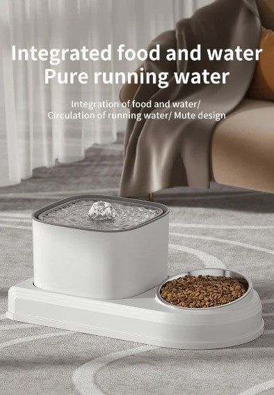 2 in1 Cat Drinking Fountain Automatic Cat Waterer and Feeding Bowl Pet Cat Drinking Water Dispenser