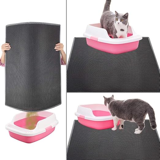 foam Cat Litter Mat Double Layer Waterproof Urine Proof Trapping Mat grey 61*76 cm