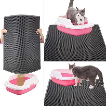 foam Cat Litter Mat Double Layer Waterproof Urine Proof Trapping Mat grey 61*76 cm