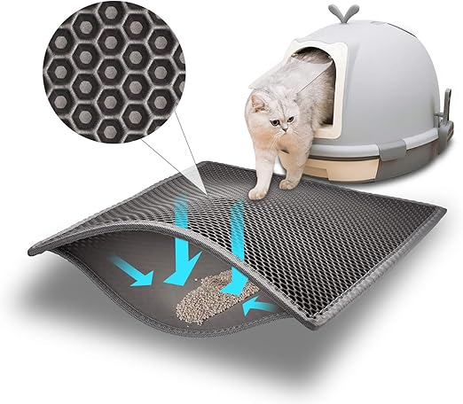 foam Cat Litter Mat Double Layer Waterproof Urine Proof Trapping Mat grey 61*76 cm