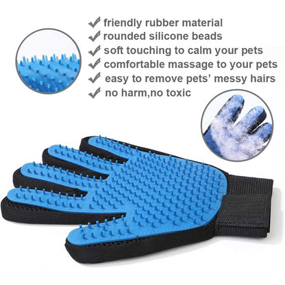 Blue Pet Gloves for Dogs and Cats Grooming Glove Brush Glove Pet Hair Remover