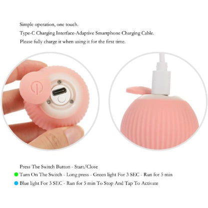 Cat Smart Cat Toy Gravity Smart Roller Cat Ball Type-C Rechargeable 360°Rotating Kitten Toys with LED Light