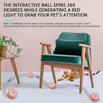 Cat Smart Cat Toy Gravity Smart Roller Cat Ball Type-C Rechargeable 360°Rotating Kitten Toys with LED Light
