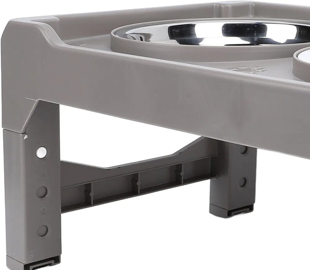 Adjustable Dog Bowl, Adjustable Elevated Dog Bowl Antislip Feeder Elevated Double Dog Bowls with Detachable Legs for Large Dogs (Gray)